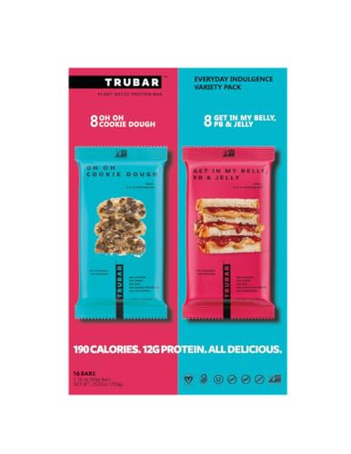 TRUBAR Vegan Protein Bar, Cookie Dough/PB&J Pack, Gluten Free, Plant Based Protein, Dairy Free, Non GMO, 12G Protein, 23G Carb,14 Count | Amazon (US)