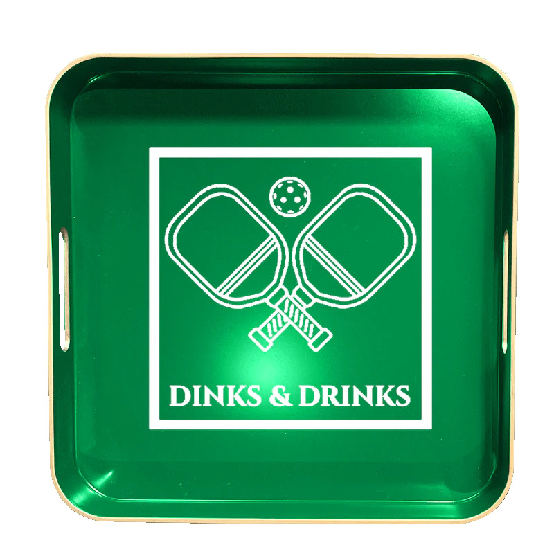 Dinks and Drinks Entertainment Tray - Green | Pickleball Prep