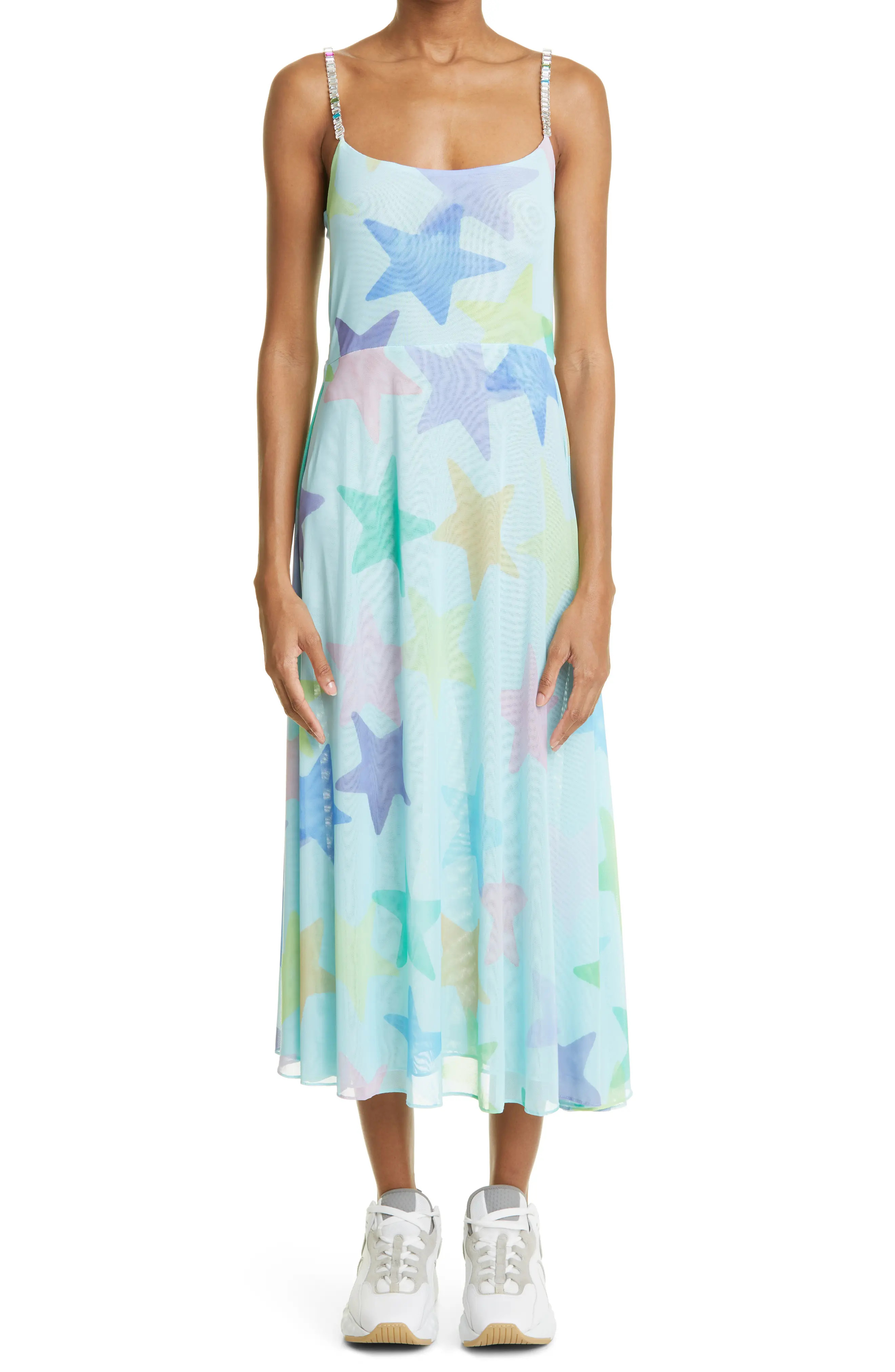 Collina Strada Market Star Print Crystal Embellished Midi Dress at Nordstrom, Size Medium | Nordstrom