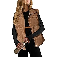 Zeagoo Women Puffer Vest Lightweight Stand Collar Sleeveless Winter Warm Zip Up Padded Outerwear ... | Amazon (US)