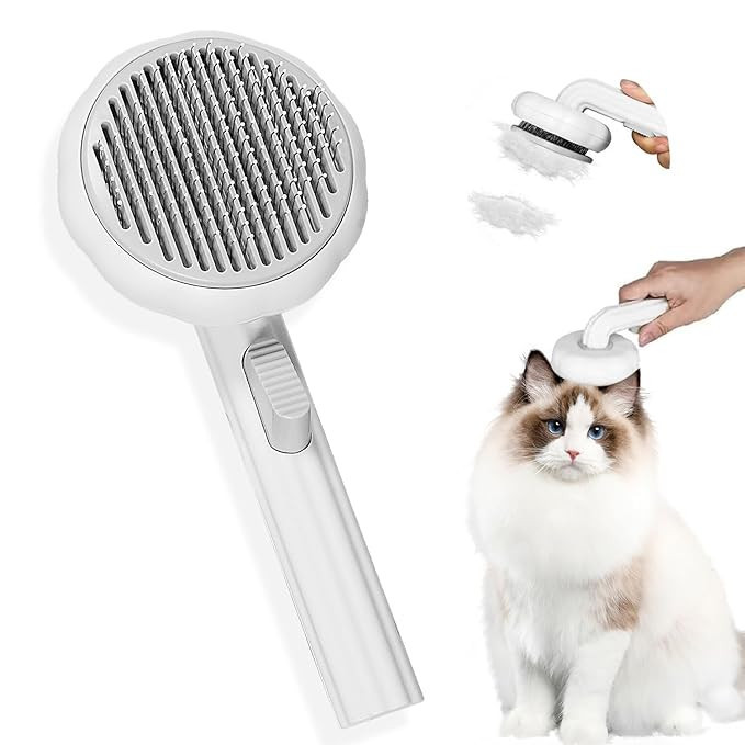 Cat Brush Dog Brush with Release Button for Shedding, Self Cleaning Cat Comb Hair Brush for Indoo... | Amazon (US)