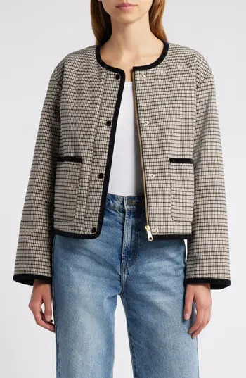 Rails Nota Minicheck Jacket in Ice Taupe Minicheck at Nordstrom Rack, Size Medium | Nordstrom Rack