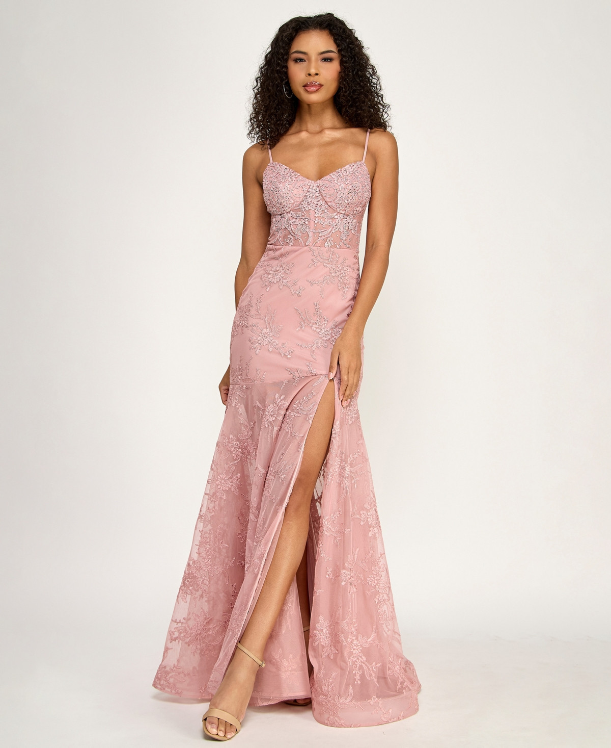 City Studios Women's Sweetheart Neck Maxi Dress - Mauve | Macy's