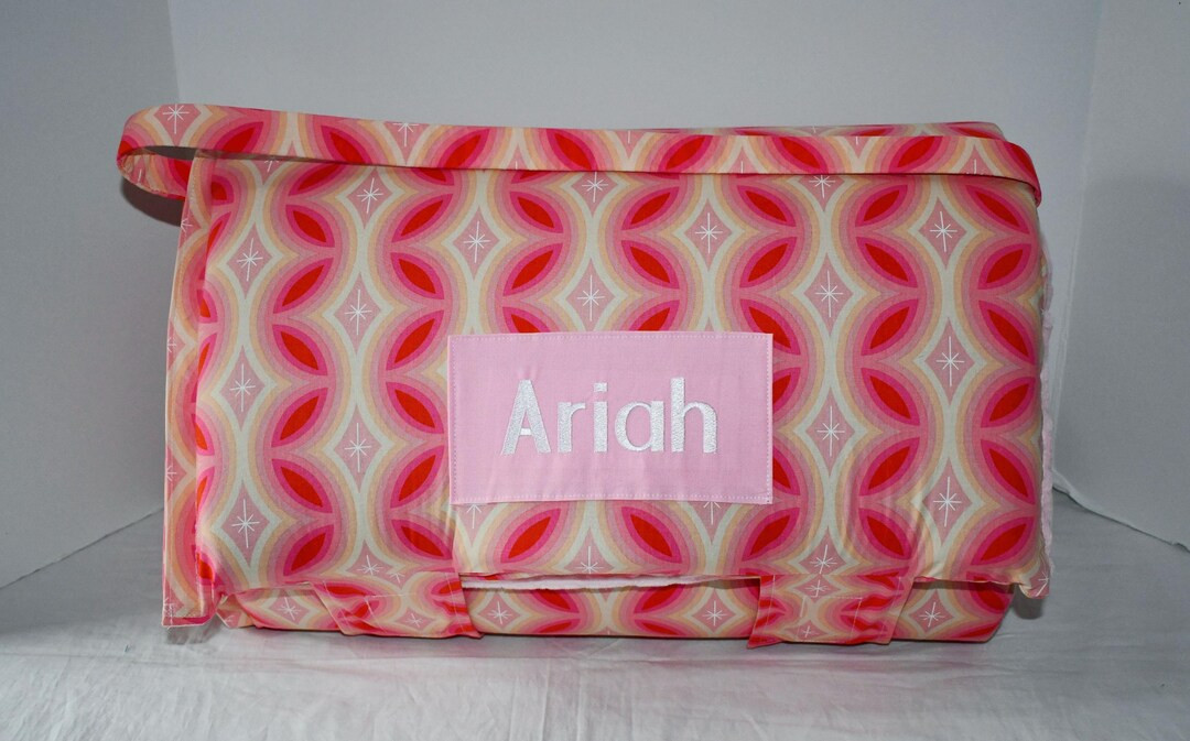 Blush Pink Juicy Rattan Diamond Memory Foam Kids Nap Mat With Pink Minky Dot Blanket, Preschool H... | Etsy (US)