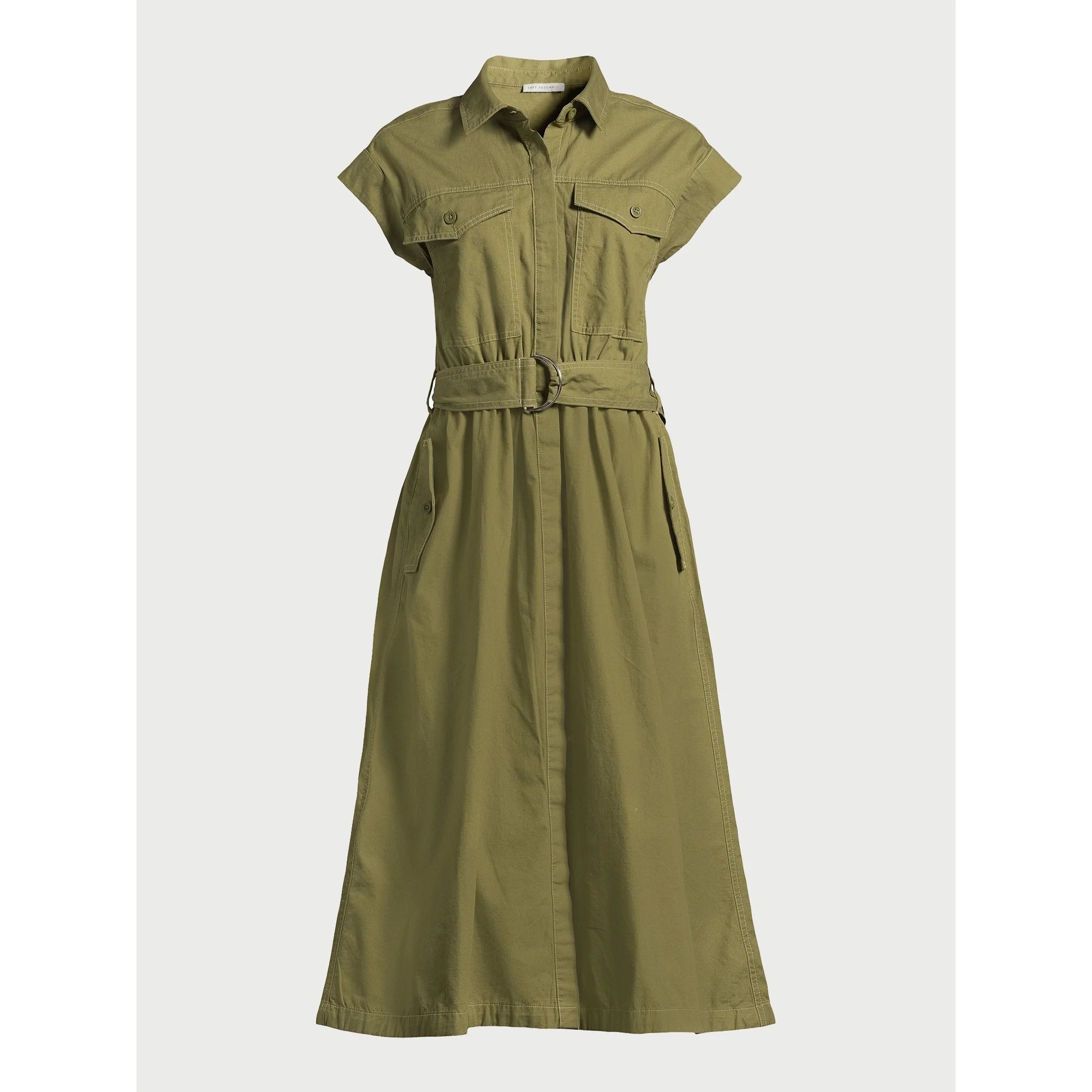 Free Assembly Women's Belted Utility Midi Dress, Sizes XS-XXL | Walmart (US)