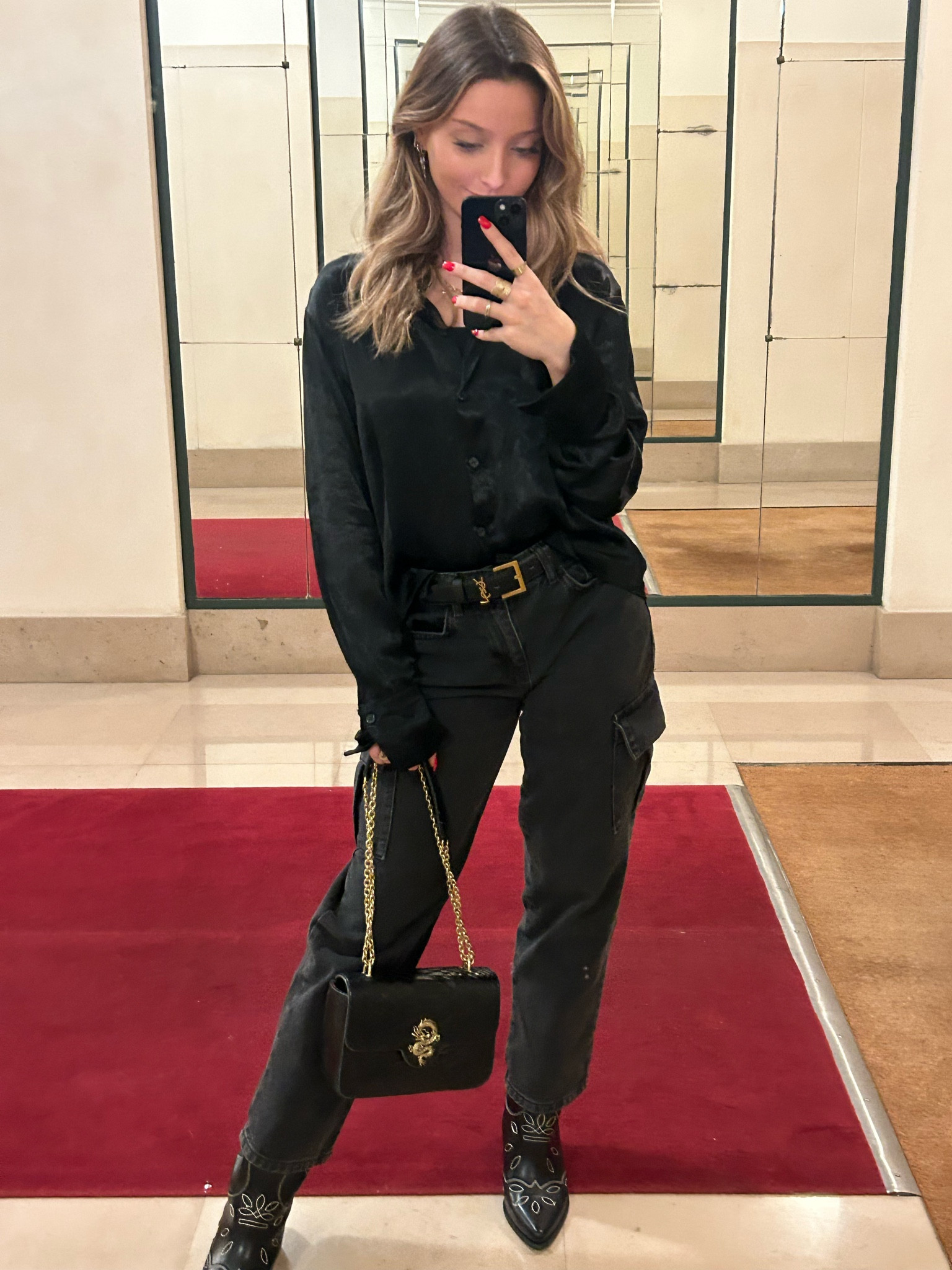 Classy ootd , black outfit , Saint Laurent  

#blackootd#ysl#satin#nightootd#classyootd#jean#cargo#gold#blanckandgold#monochrome

#LTKSeasonal #LTKbump
