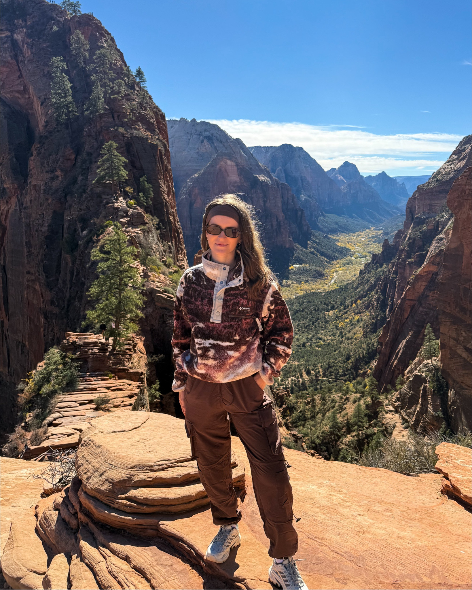 Gorpcore vibes in Zion National Park 🏜️🍂

Cozy, comfy, and trail ready - my favorite fall hiking outfit: cropped fleece pullover, parachute hiking pants, merrell Moab speed 2 hiking shoes, wool socks, hair band, and a lightweight backpack. 

Perfect for weekend hikes, national park adventures,, or just exploring outdoors in style. Love how it blends athleisure and functional fashion for a look that’s both practical and on trend. 
.
.
.
.

Gorpcore outfit | hiking outfits | hiking shoes | hiking pants | parachute pants| trail outfit | trail shoes | fall outfits | athletic outfits | 
#LTKCyberWeek #LTKGiftGuide #LTKootd #LTKfitnessgoals #LTKSeasonal #LTKActive #LTKU #LTKSaleAlert #LTKFindsUnder50 #LTKFindsUnder100 #LTKTravel