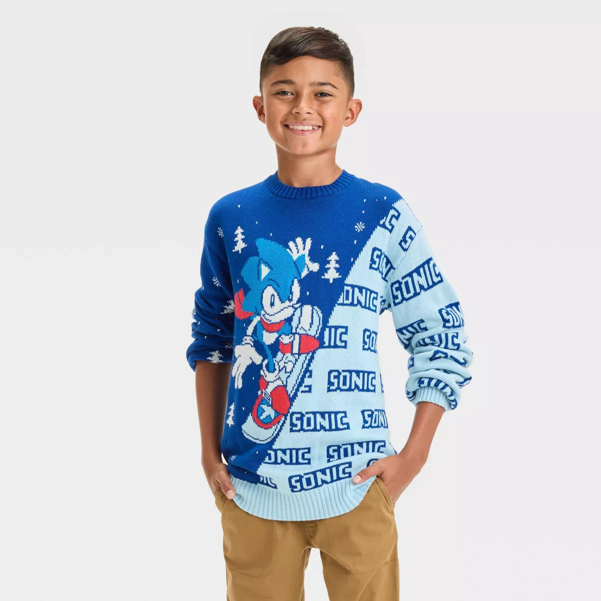 Boys' Sonic the Hedgehog Holiday Sweater - Blue | Target