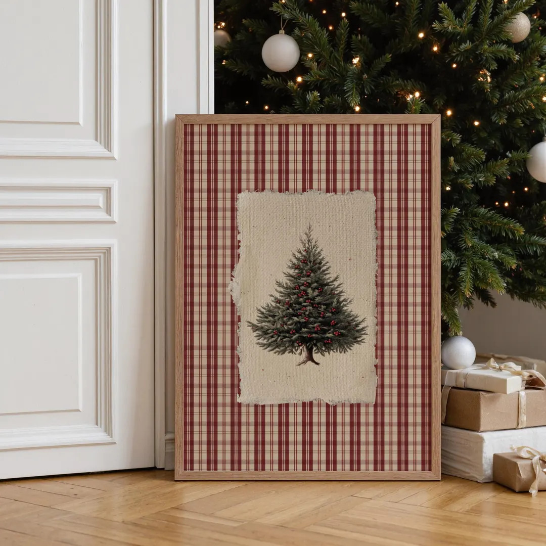 Vintage Christmas Tree Print: Cottagecore Holiday Decor (Digital Download) | Etsy (US)