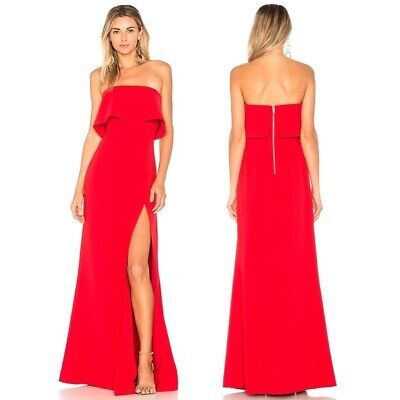 Lovers & Friends Dress Women Small Deep Red Strapless Front Slit Anzen Gown Maxi  | eBay | eBay US