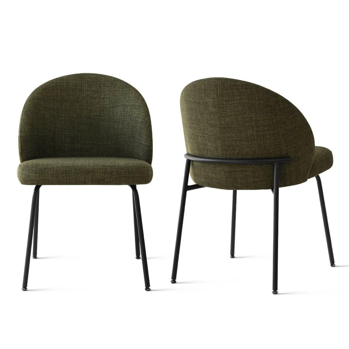 Modern Upholstered Dining Side Chairs with Curved Back & Padded Seat (Set of 2) | Wayfair North America