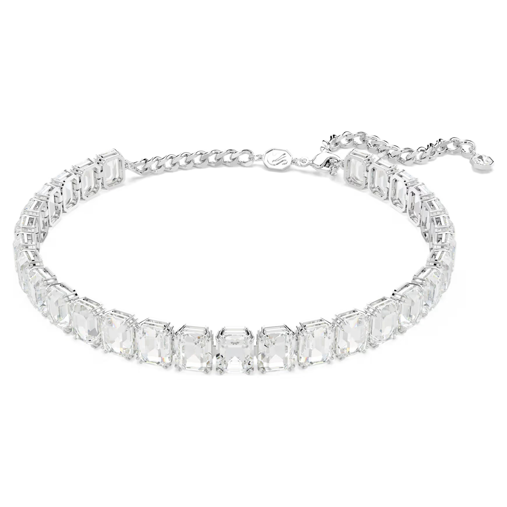 Millenia choker, Octagon cut, White, Rhodium plated by SWAROVSKI | SWAROVSKI