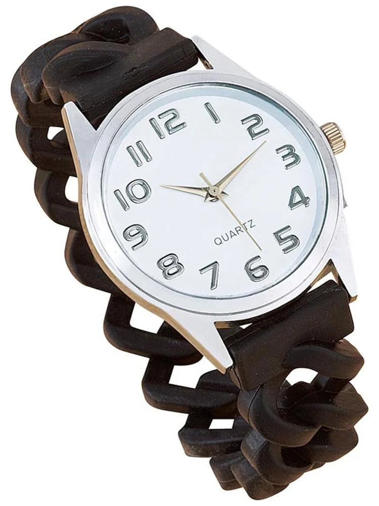 Collections Etc Women's Stylish Easy-to-Read Silicone Wrist Watch with Braided Stretch Band for M... | Walmart (US)