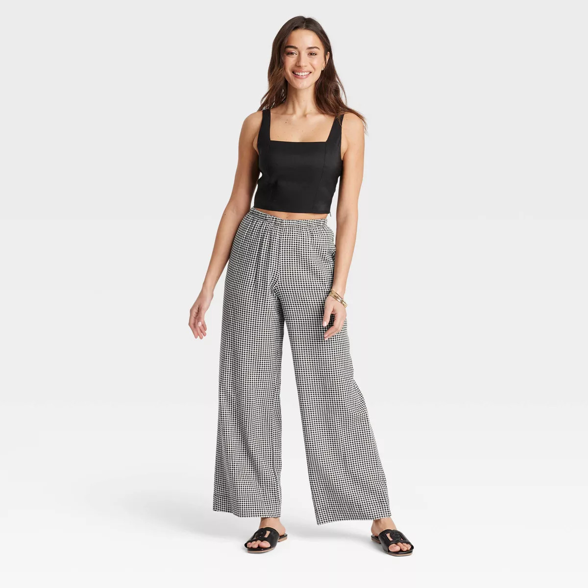 Women's Mid-Rise Wide Leg Linen Pull-On Pants - A New Day™ | Target