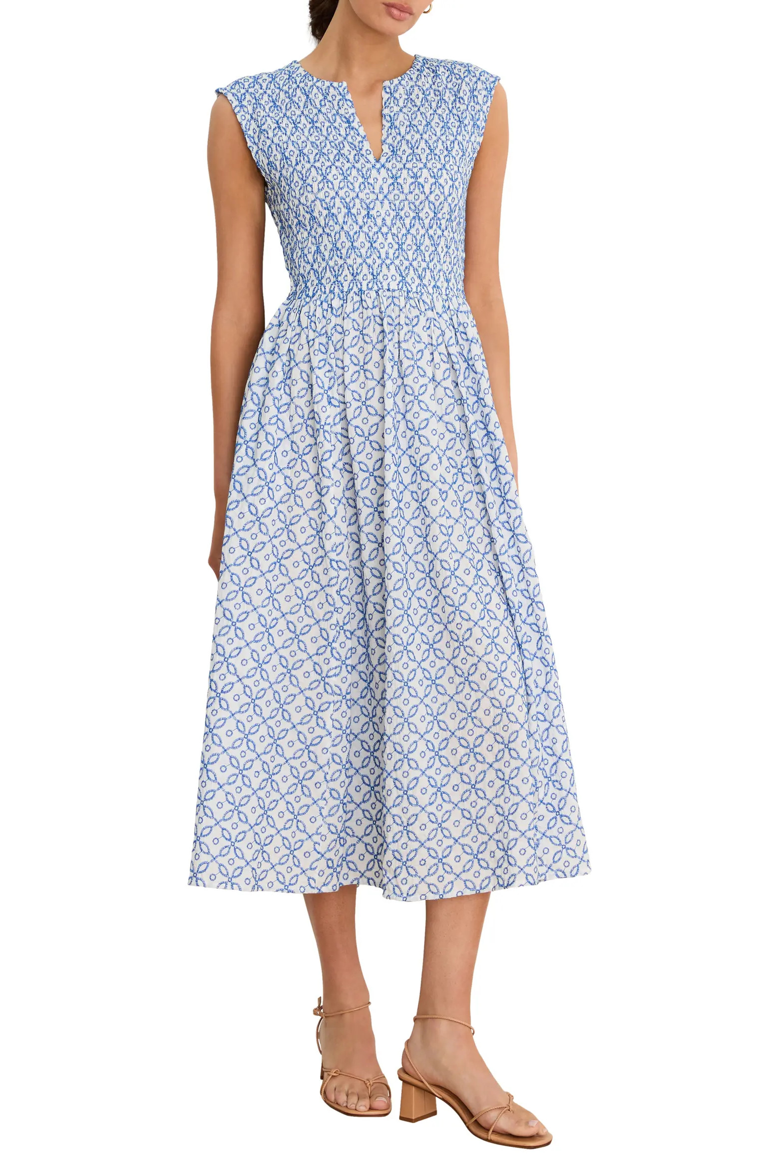 Amelia Embroidered Tile Cotton Midi Dress (Women) | Nordstrom | Nordstrom