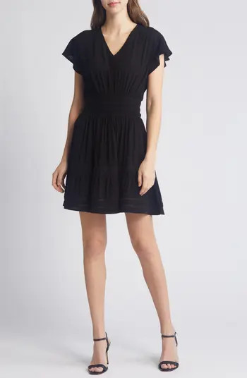 Rachel Parcell Shirred Waist Flutter Sleeve Minidress | Nordstrom | Nordstrom