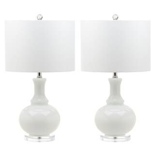 SAFAVIEH Franny 25.75 in. White Crystal Table Lamp with Off-White Shade (Set of 2) LIT4394A-SET2 ... | The Home Depot