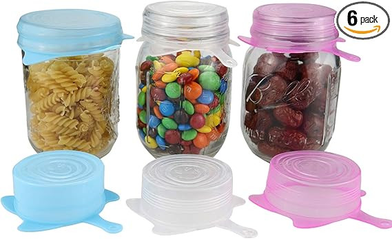 6 Pack Silicone Stretch Lids,Various Sizes Reusable Food Cover,Stretch and Seal Lids for Bowls Pa... | Amazon (US)