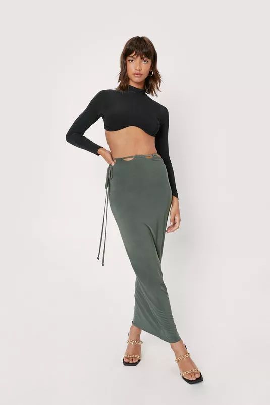 Slinky Wrap Waist Bodycon Maxi Skirt | Nasty Gal (US)