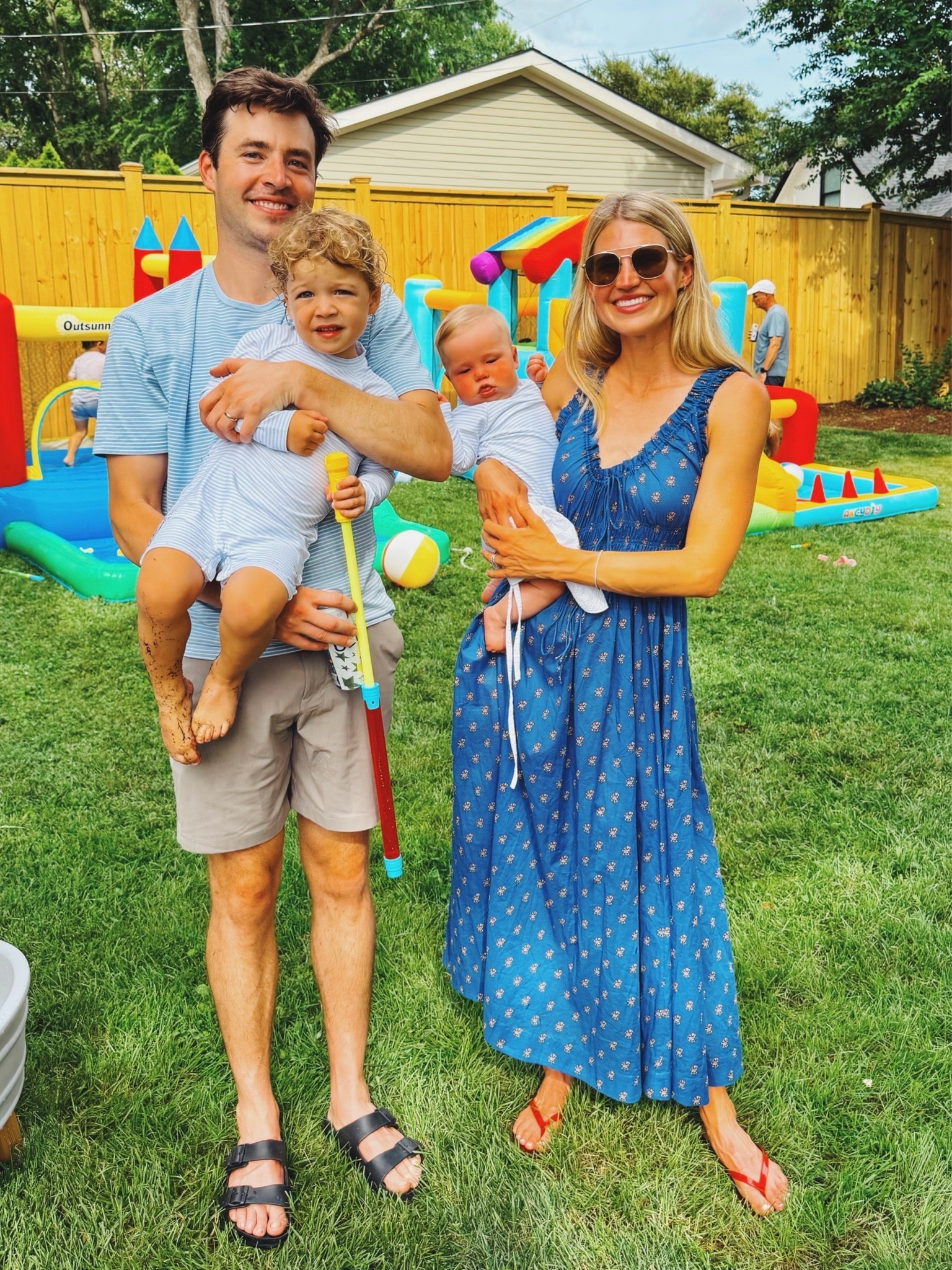 Wore this DÔEN Emmaretta Maxi Dress to my son’s third birthday party and it was the perfect summer mom look 🎉 The Eartha Paisley print is so pretty in person, and the tie waist is so flattering without feeling fussy. I’ve been living in this dress all summer.

The boys wore matching Minnow rashguards and looked SO cute — honestly the cutest little coordinated moment. And my shoes are the Melissa x Madewell red jelly flip flop — such a fun affordable summer sandal, under $50 and goes with everything.

Everything is linked below!

#doen #doenstyle #maxidress #floraldress #summerdress #summeroutfit #momstyle #momootd #summerfashion #paisleydress #boysmom #minnow #rashguard #madewell #jellyshoes #jellysandals #affordablestyle #summervibes #LTKstyletip #LTKwomen #LTKkids #LTKseasonal #LTKsummer #birthdayparty #kidsootd