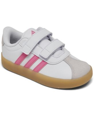 Adidas Toddler Girls Vl Court 3.0 Fastening Strap Casual Sneakers from Finish Line - White/pink | Macy's
