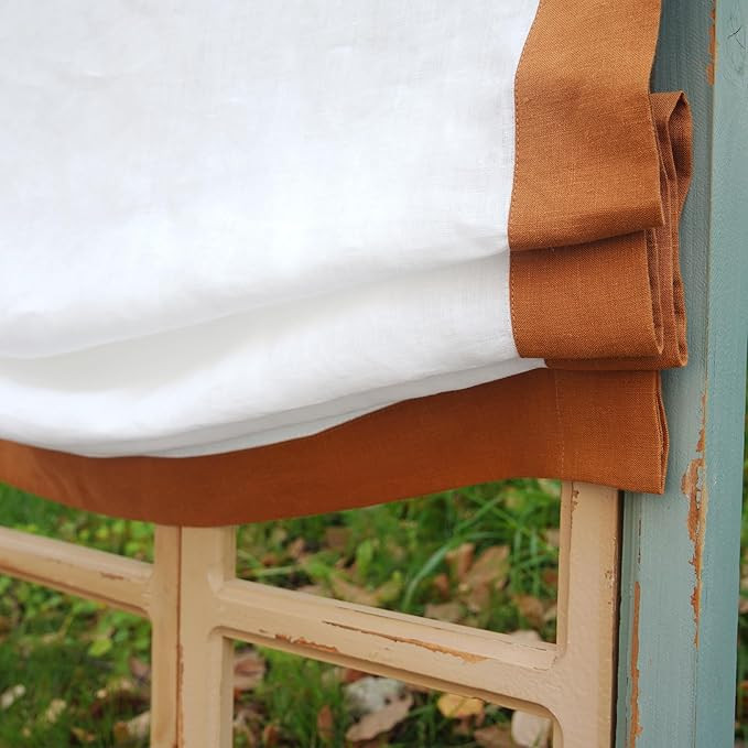 FANXINCAIWEI Roman Shades: Premium Handmade Relaxed Natual Linen for Windows - Custom Fabric Wind... | Amazon (US)