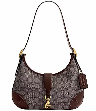 COACH Hampton Hobo Signature Jacquard Shoulder Bag - Oak Maple | Dillard's