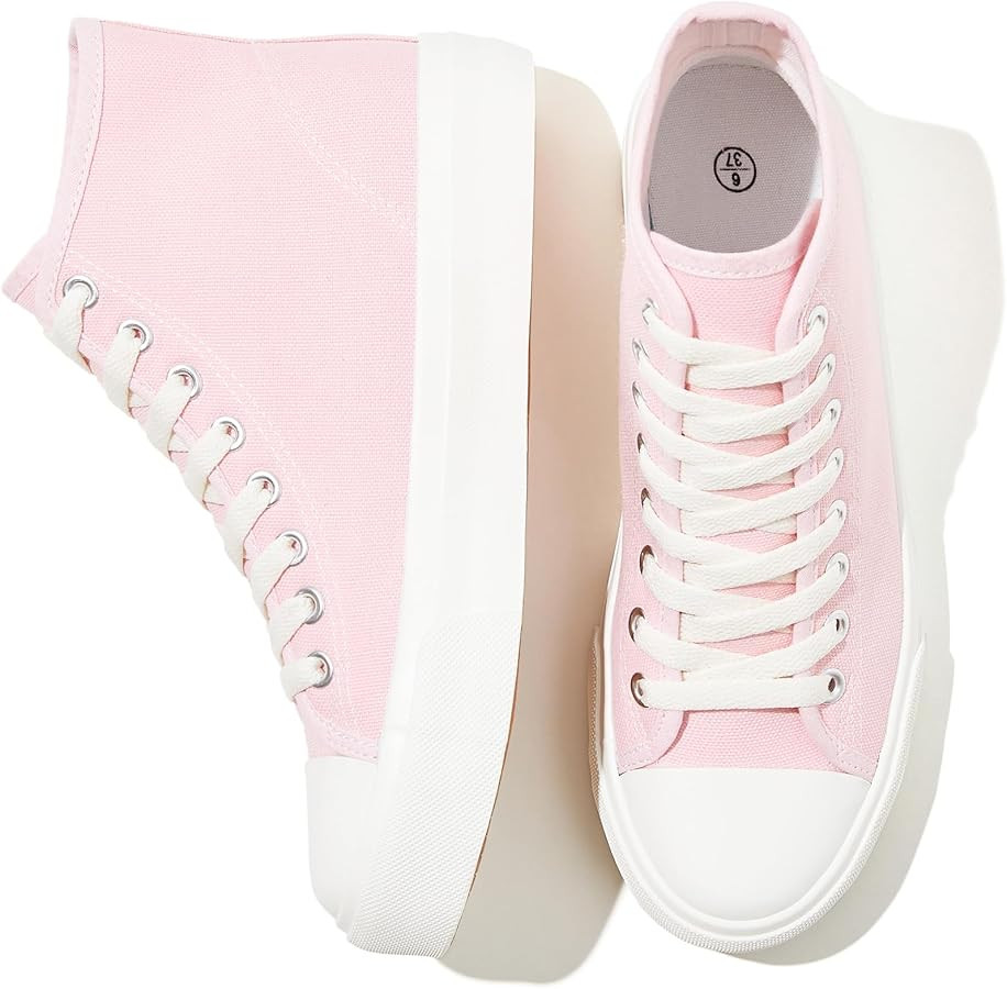 Uoidru High Top Sneakers for Women Canvas Shoes White Canvas High Tops Women Casual Shoes Lace Up... | Amazon (US)