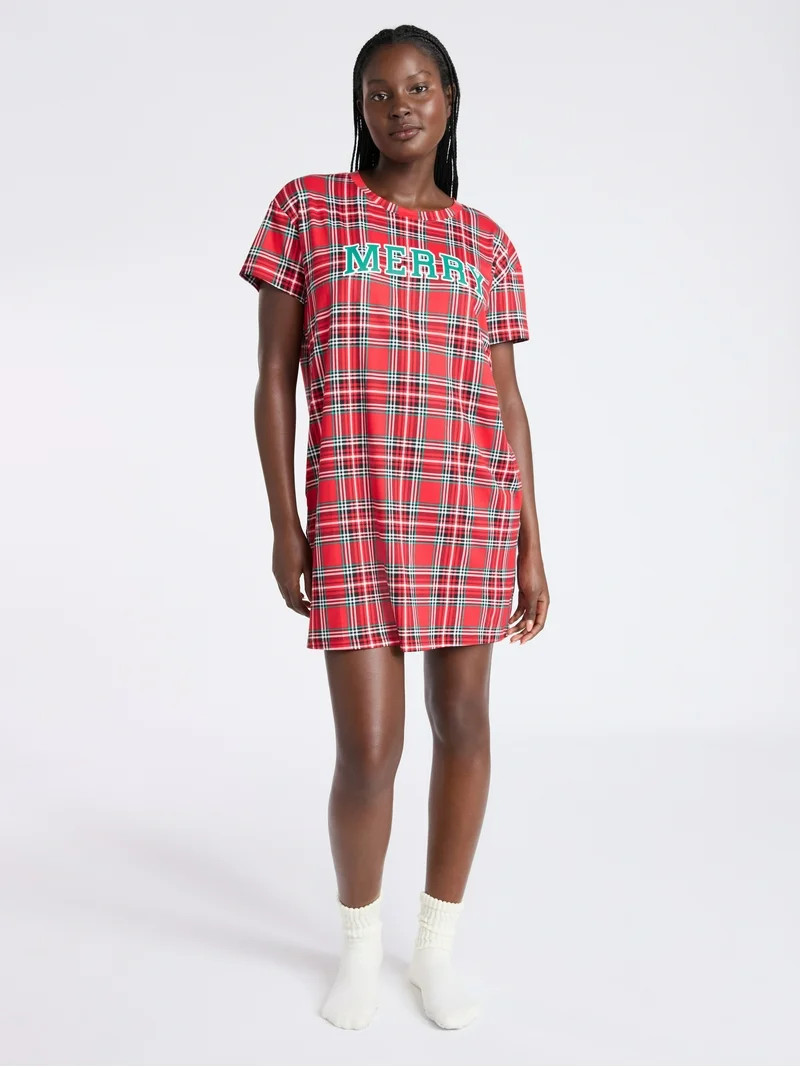 Joyspun Women's Dreamy Soft Collection Sleepshirt with Short Sleeves, Sizes S/M-2X/3X | Walmart (US)