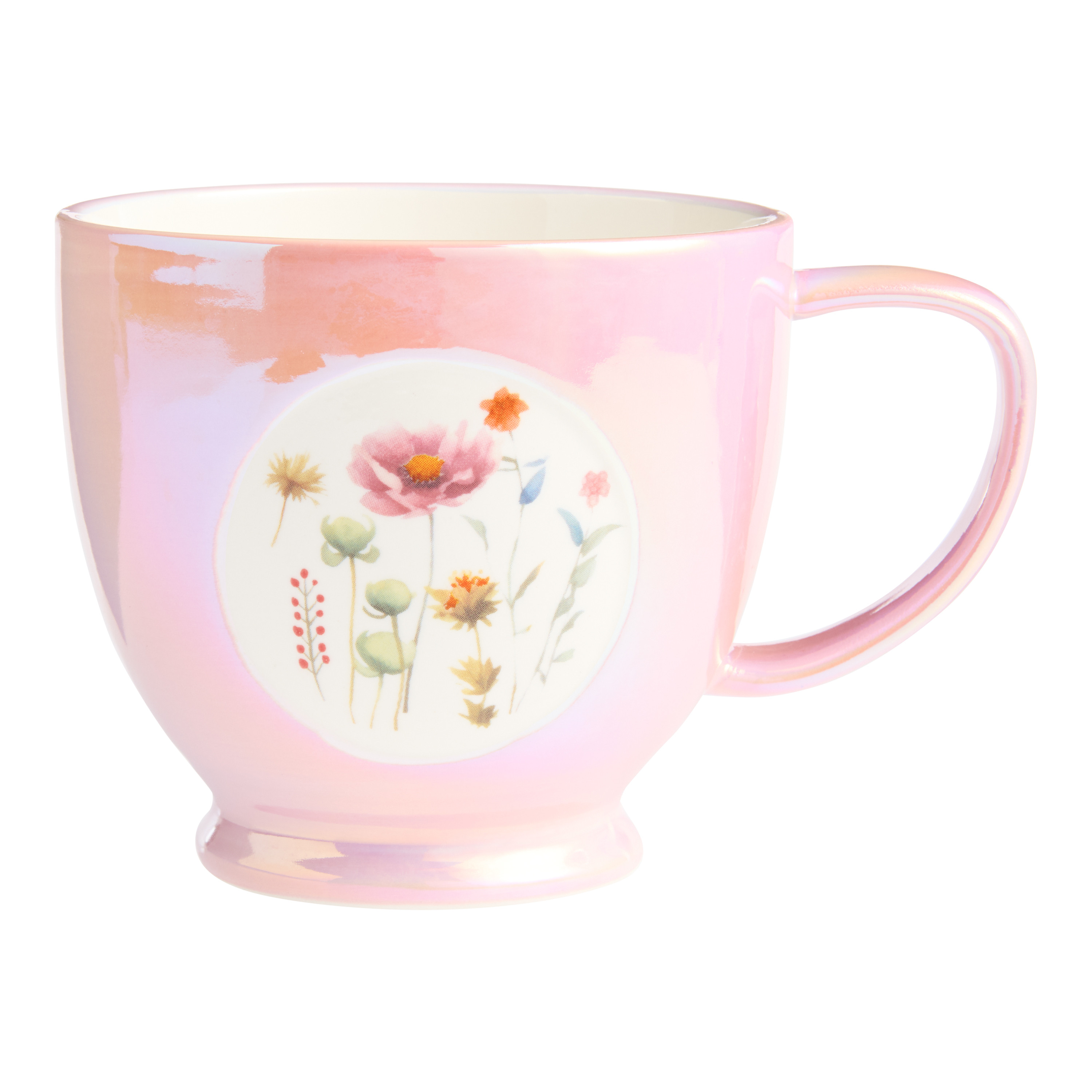 Iridescent Pink Floral Portrait Ceramic Mug | World Market