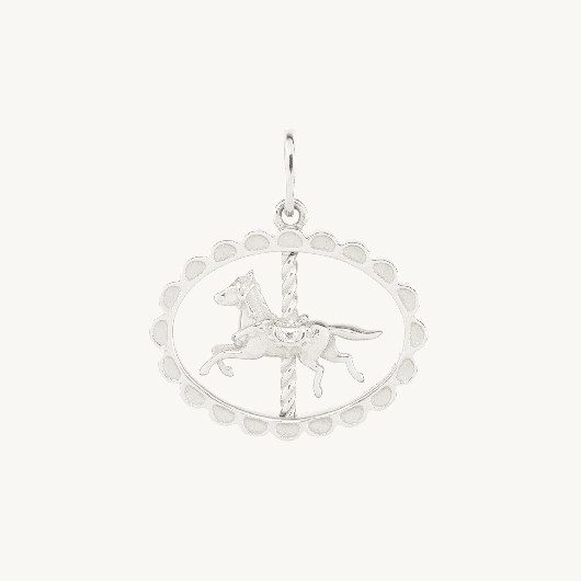 Carousel Horse Spinner Charm, Silver | Catbird