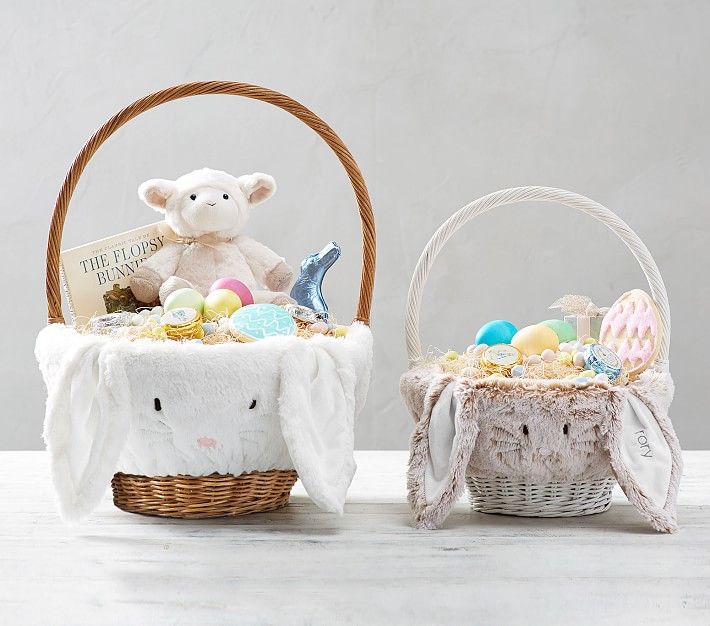 Long Ear Fur Bunny Easter Basket Liners | Pottery Barn Kids