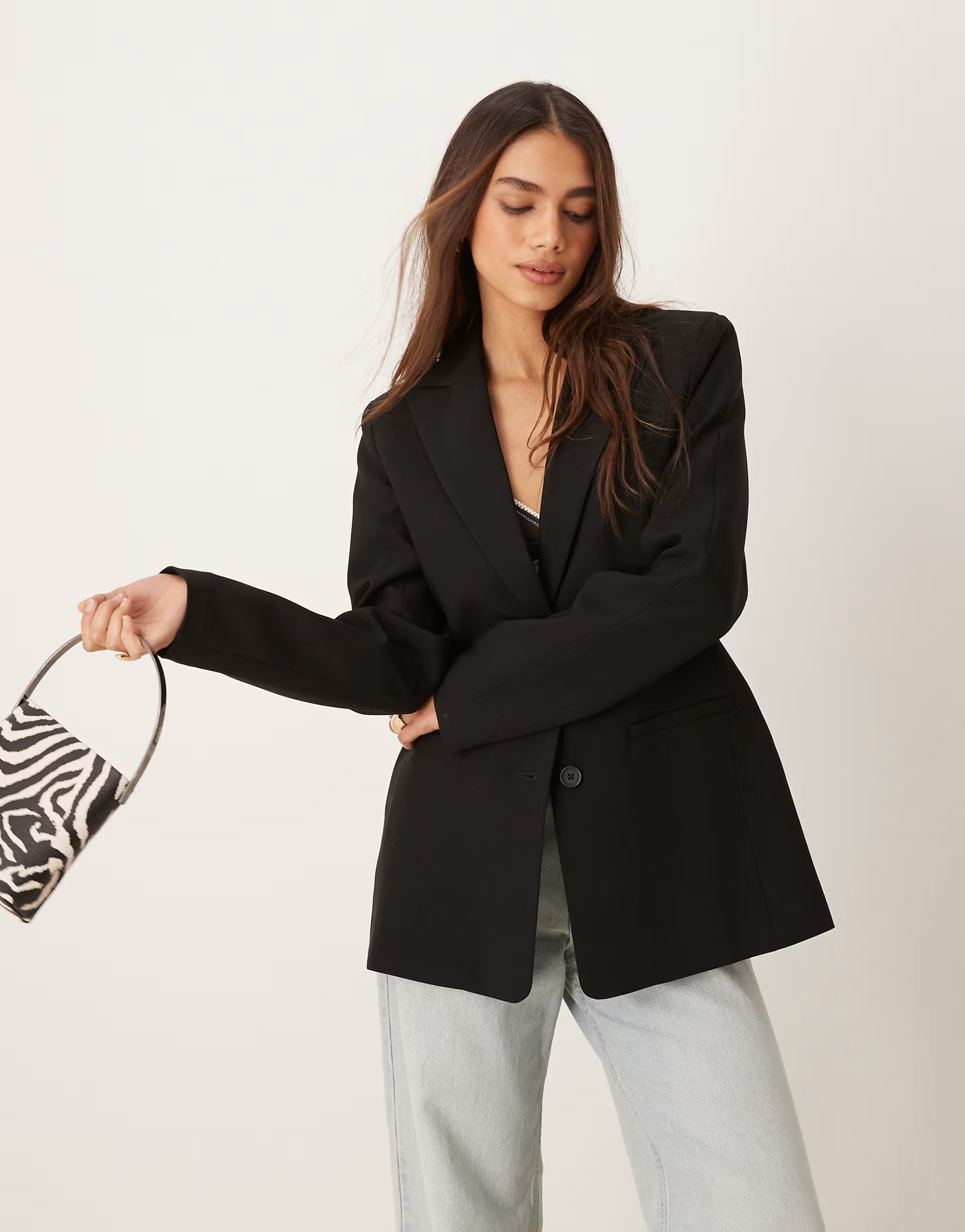 ASOS DESIGN moulded hip blazer in black  | ASOS | ASOS (Global)
