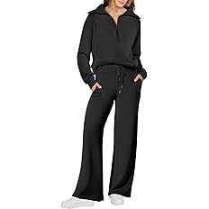 ANRABESS Women 2 Piece Outfits 2025 Fall Fashion Airport Wide Leg Pants Lounge Set Leisure Travel... | Amazon (US)