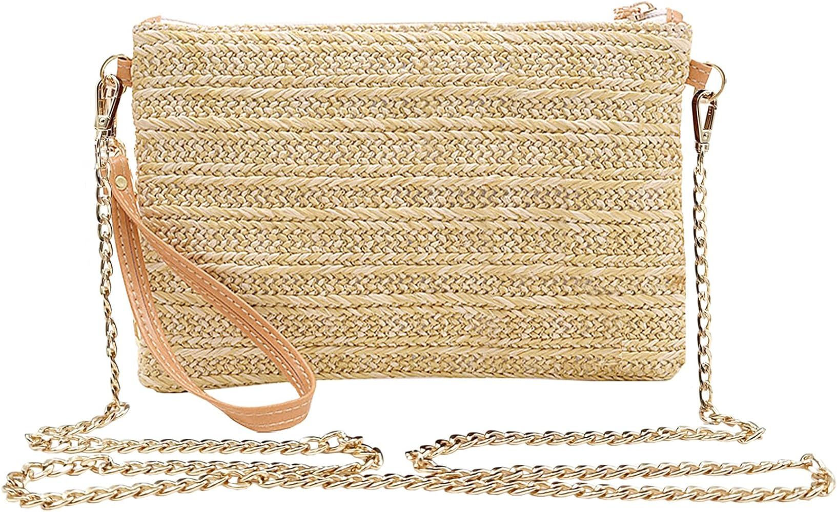 Beurlike Straw Clutch Purses for Women Beach Wristlet Wallet Small Cross body bag for Girls | Amazon (US)