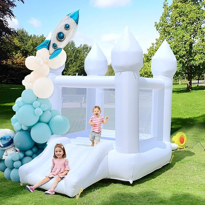 White Bounce House Indoor Outdoor Bouncy Castle for Kids Ages 3-8 Oxford Toddler Bounce House wit... | Amazon (US)