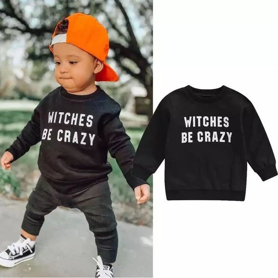 Halloween Long Sleeve Sweaters Witches Be Crazy for Baby - Etsy | Etsy (US)