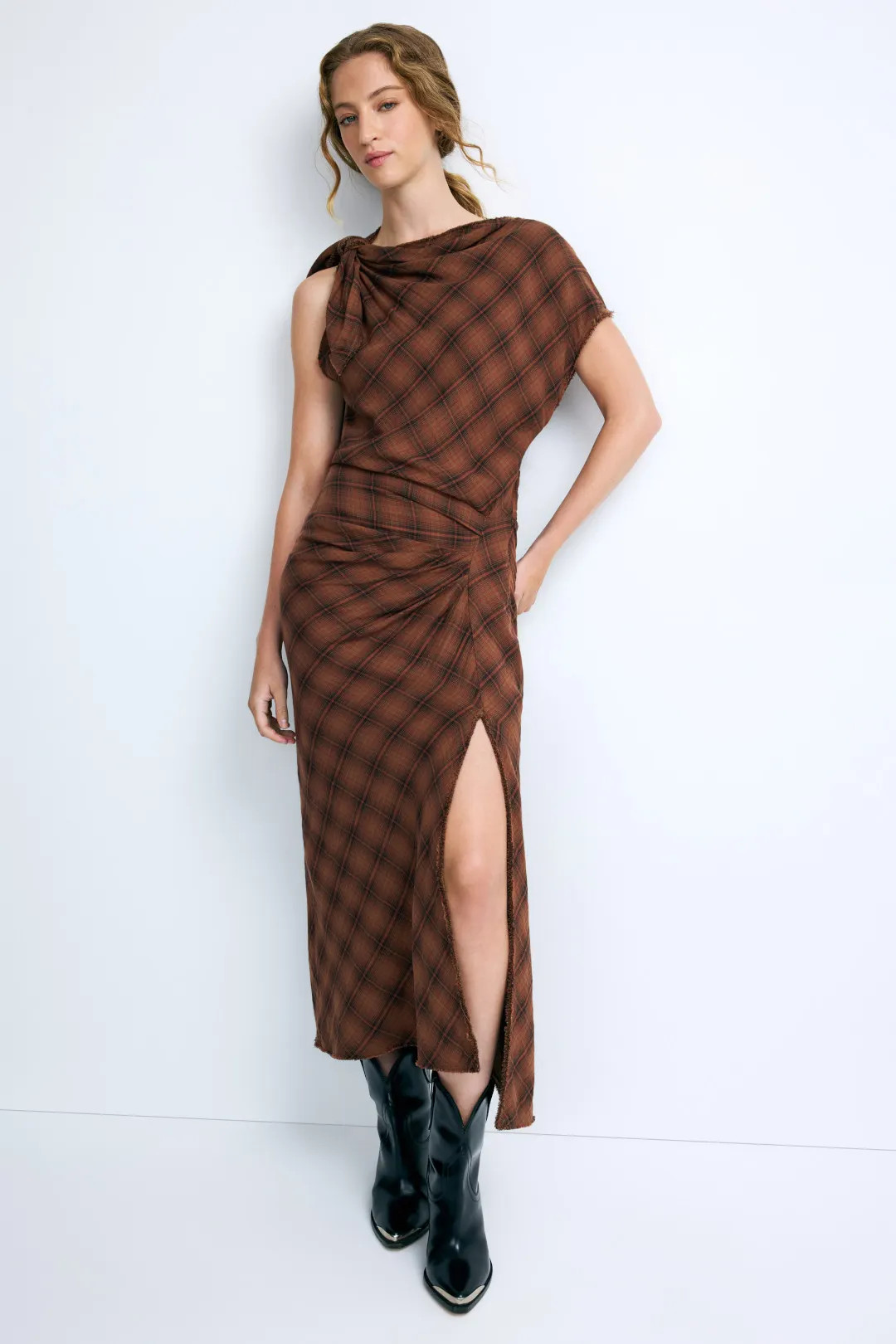 Isabel Marant Etoile Naerys Plaid Midi Dress | Rent the Runway