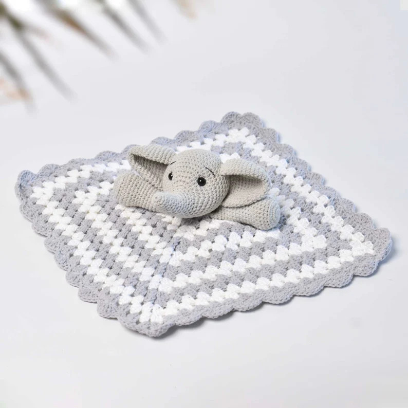 Crochet Elephant Blanket Sleepy Elephant Lovey Crochet Gift - Etsy | Etsy (US)