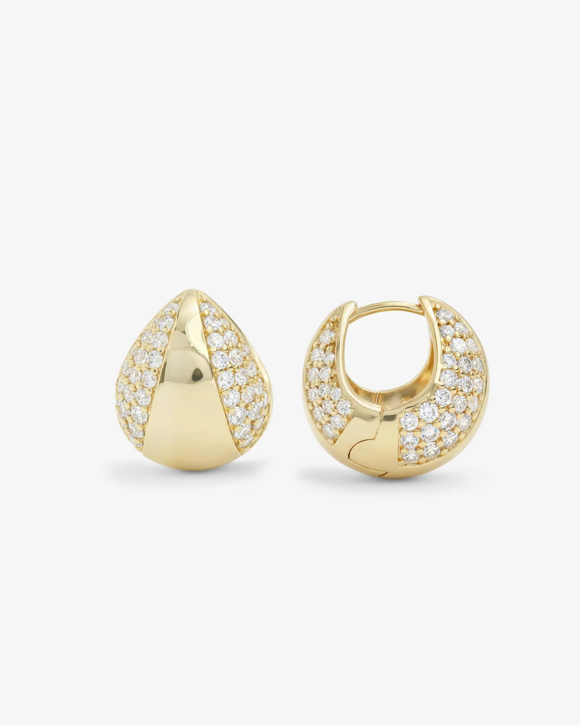 Norah Split Pavé Earrings - Gold|White Diamondettes | Melinda Maria Jewelry