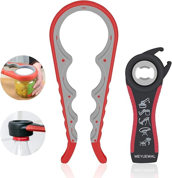 Jar Opener, 5 in 1 Multi Function Can Opener Bottle Opener Kit with Silicone Handle Easy to Use f... | Amazon (US)