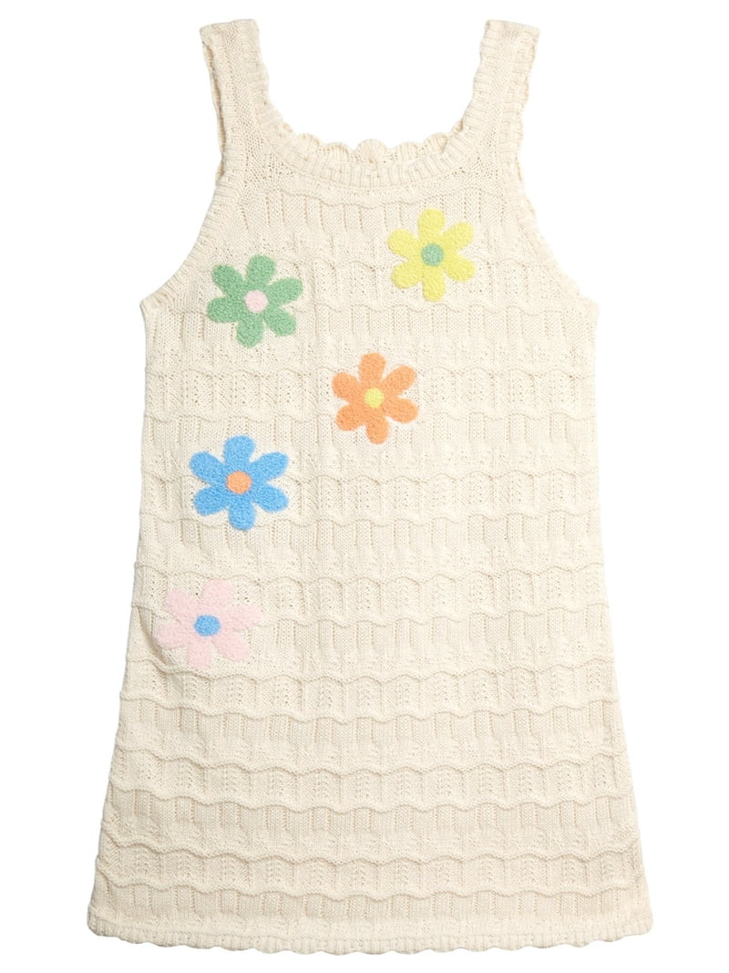 Jessica Simpson Baby and Toddler Girls' Crochet Cover-up Dress with Floral Applique, Sizes 12M-5T | Walmart (US)