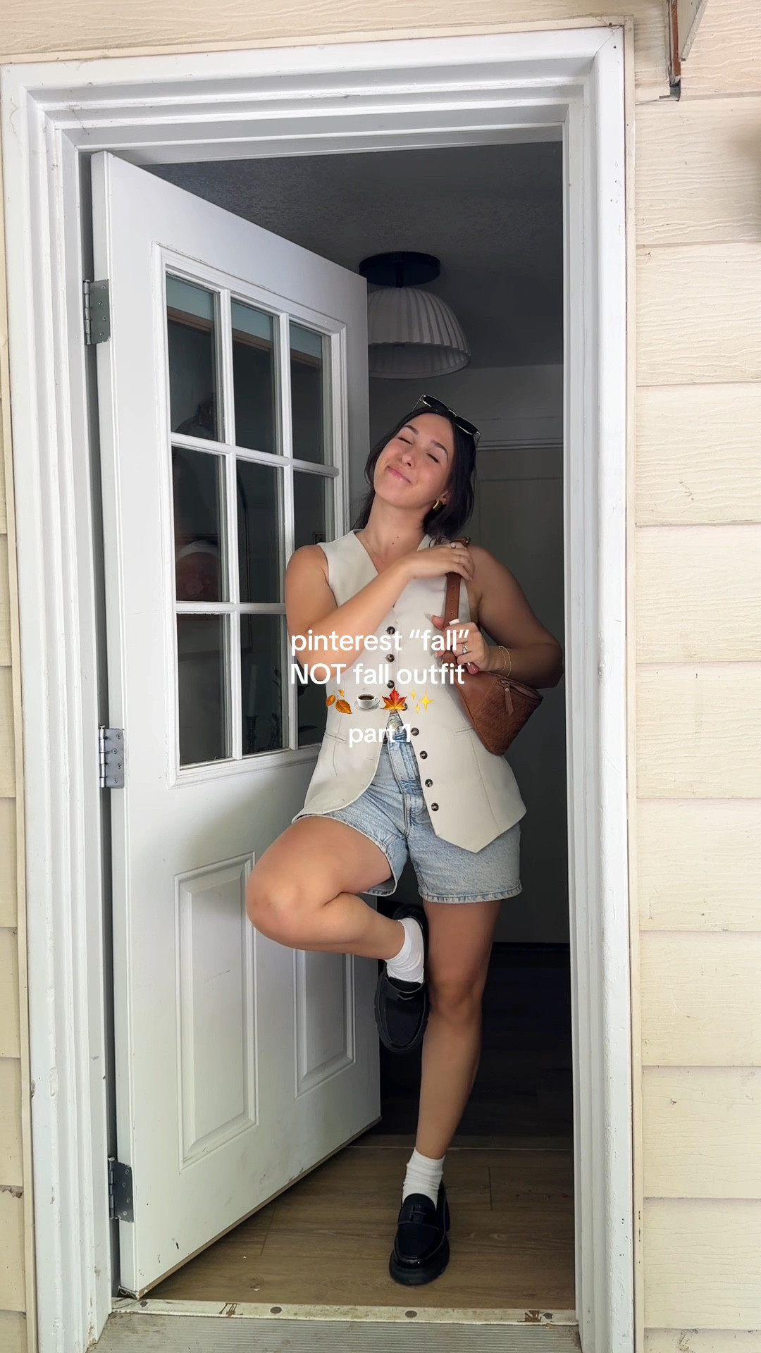 Pinterest outfit that feels like fall! | fall outfit, fall outfits, fall shoes, loafers, platform loafers, fall vest, vest outfit, Peppermayo outfit, simple fall outfit 

#LTKVideo #LTKSeasonal #LTKStyleTip