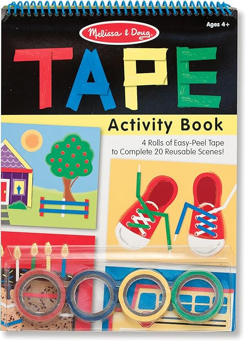 Melissa & Doug Tape Activity Book for Kids with 4 Easy-Tear Tape Rolls (Blue, Green, Red, Yellow)... | Amazon (US)