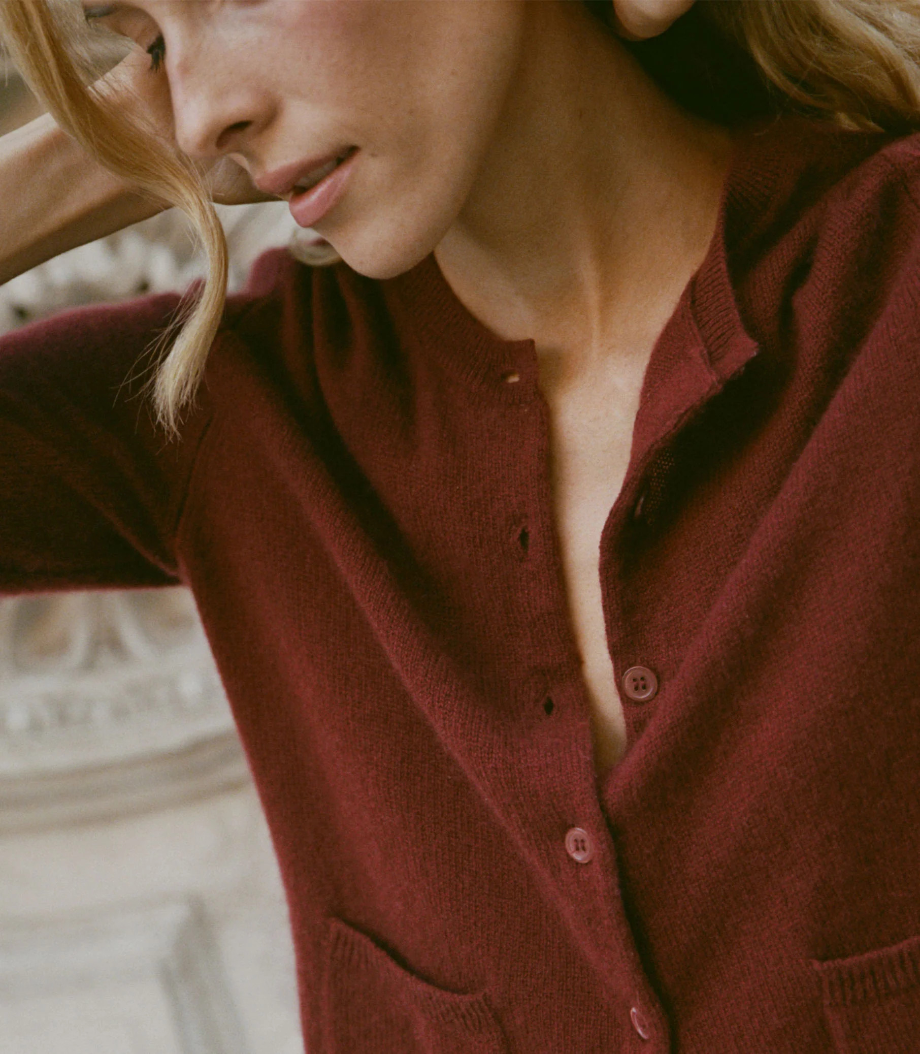 Freya Cashmere Cardigan - Malbec | DÔEN | DOEN