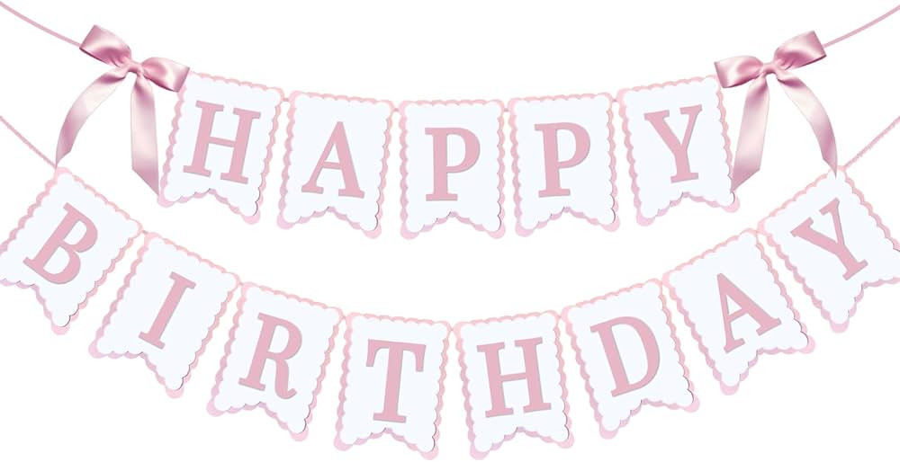Bow Happy Birthday Banner for Bow Birthday Decorations Pink Bows Garland for Women Girls Bow Birt... | Amazon (US)