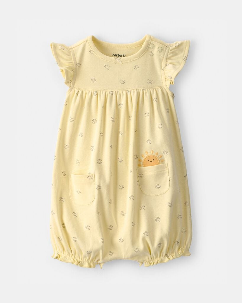 Carter's baby girl sunshine short-sleeve romper NB Yellow | Carter's Inc