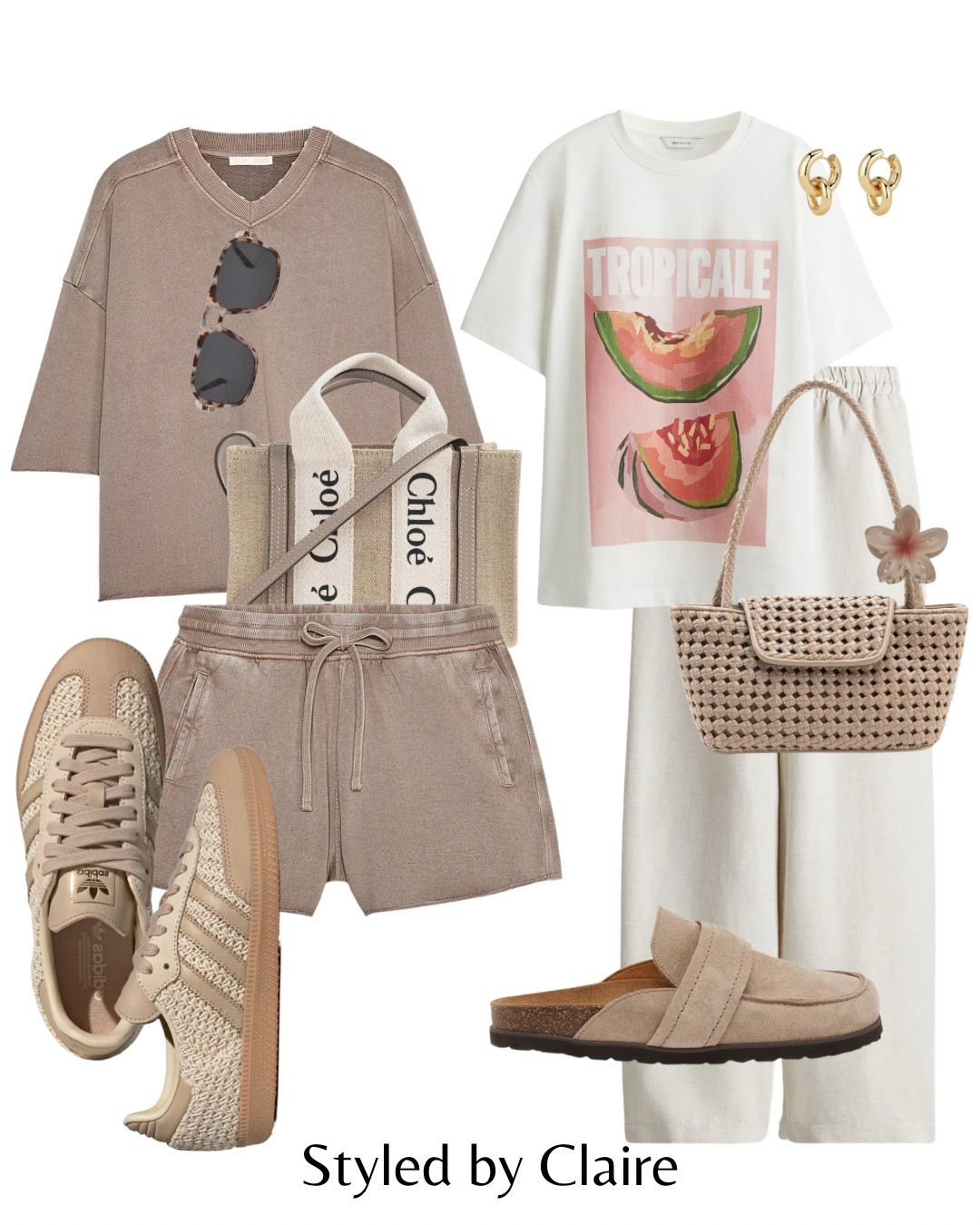 Watermelon sugar🍉
Tags: neutral shorts tshirt Zara jogger casual set adidas samba crochet raffia trainers beige tote sunglasses printed tshirt linen trousers Elleme bag suede mules fashion inspo outfit ideas city break casual chic women’s style capsule wardrobe H&M summer style

#LTKstyletip #LTKsummer