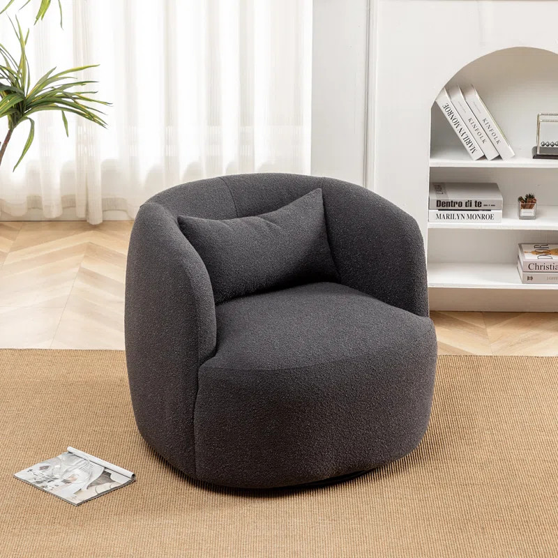 Arijit 34" Wide Boucle Upholstered Swivel Armchair | Wayfair North America