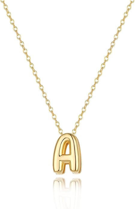Initial Necklaces for Women Bubble Gold Silver Letter Necklace Dainty Personalized Charm Pendant ... | Amazon (US)